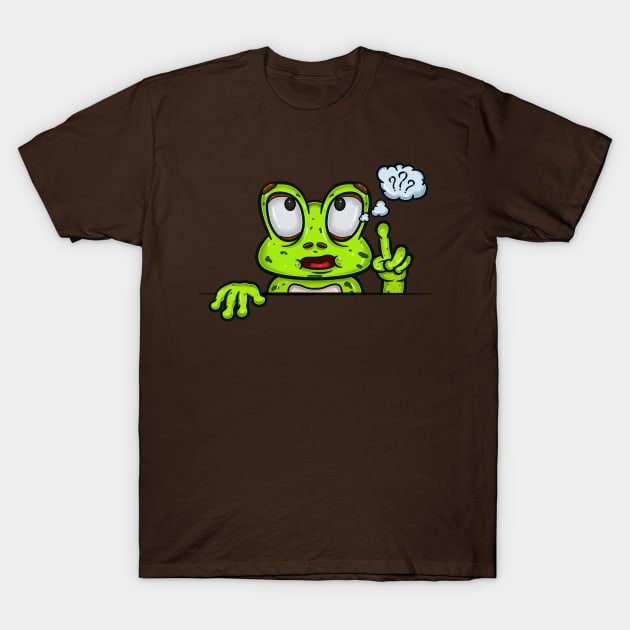 Frog Cartoon With Confused Face Expression T-Shirt by tedykurniawan12